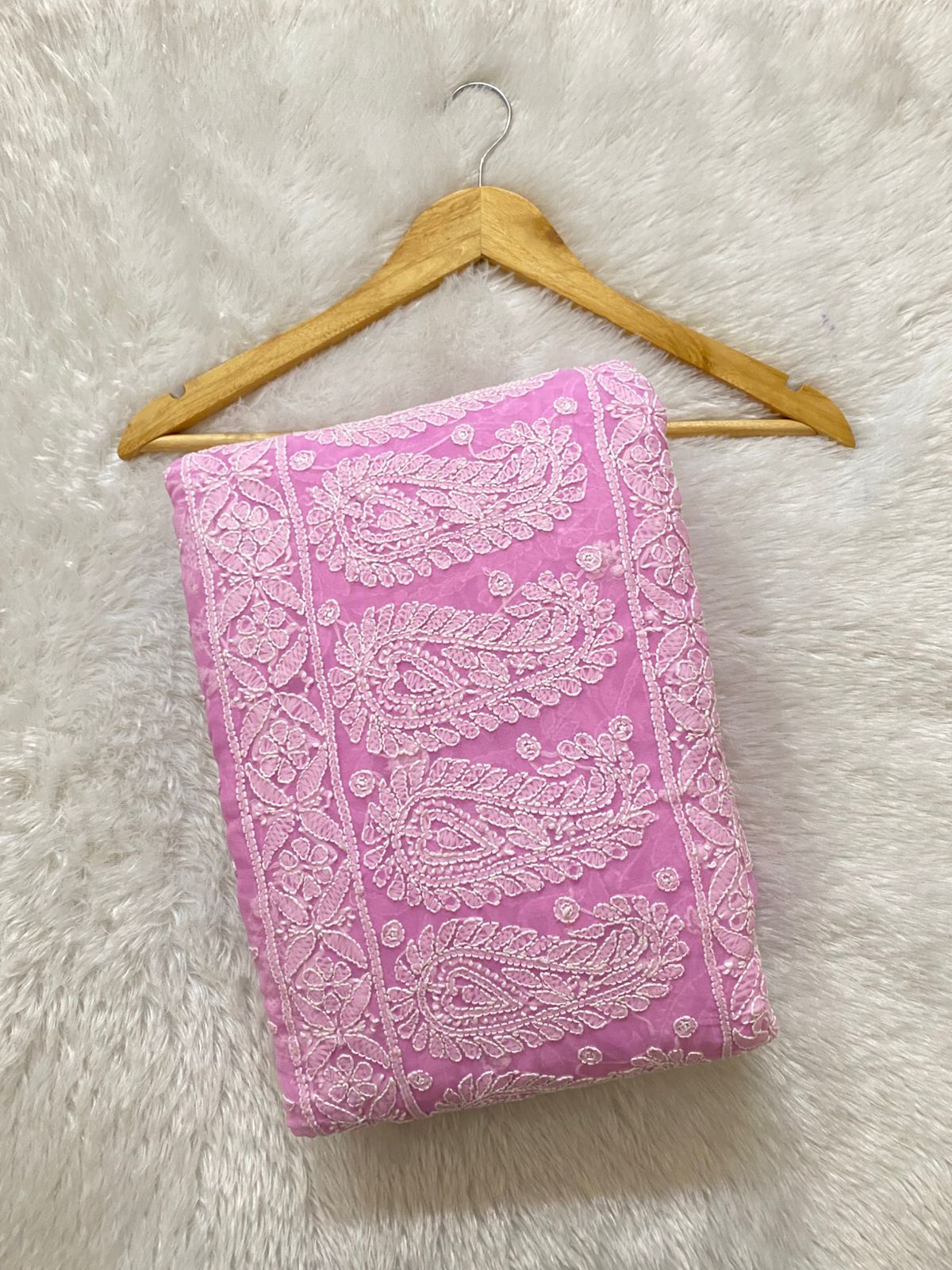 Light Pink Chikankari Saree with Rich Embroidery - image 1