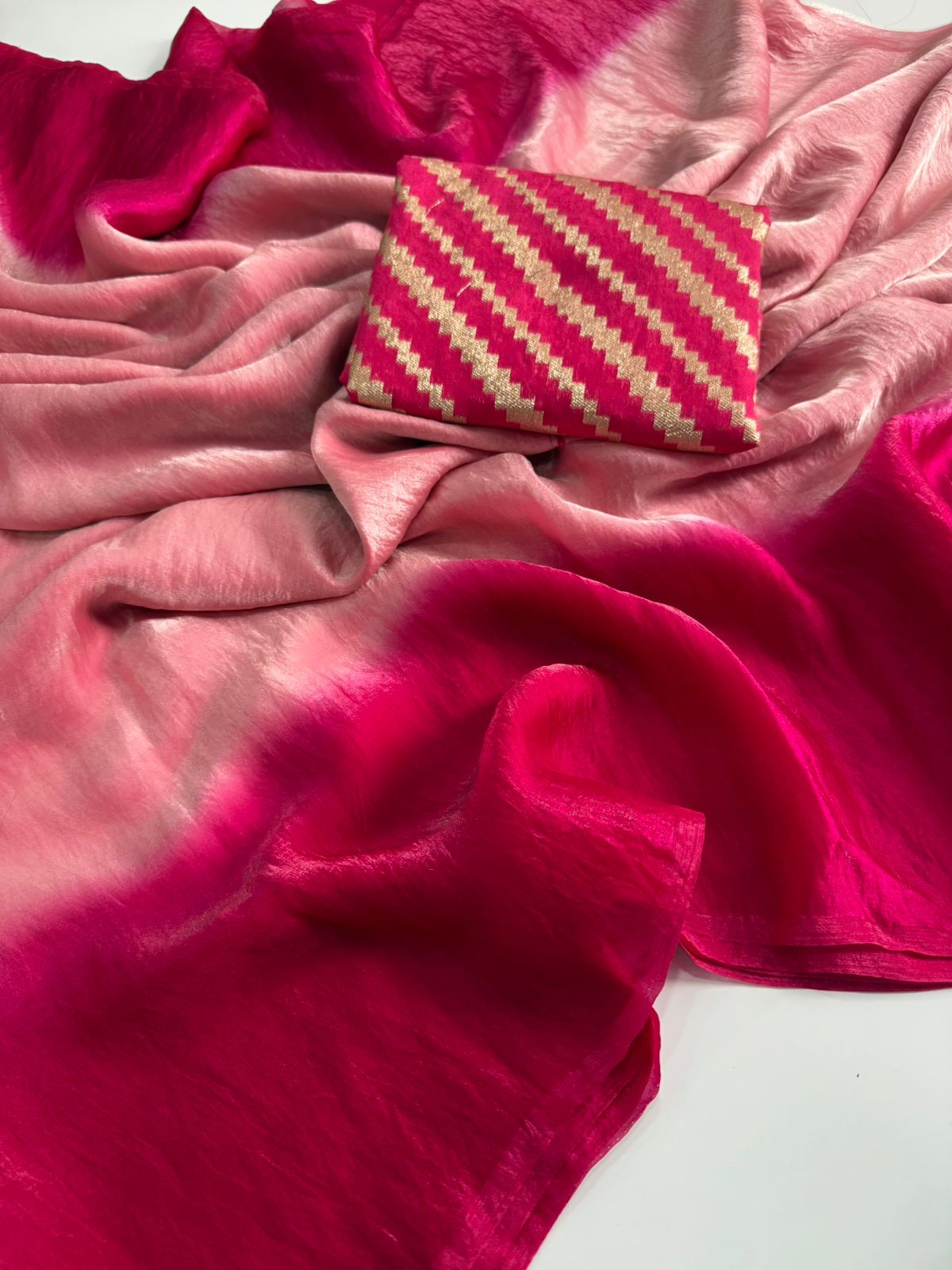 Vibrant Pink Ombre Cotton Silk Saree with Stylish Blouse - image 1