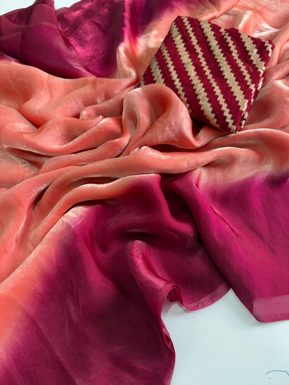 Graceful Maroon Ombre Cotton Silk Saree with Designer Blouse - image 1