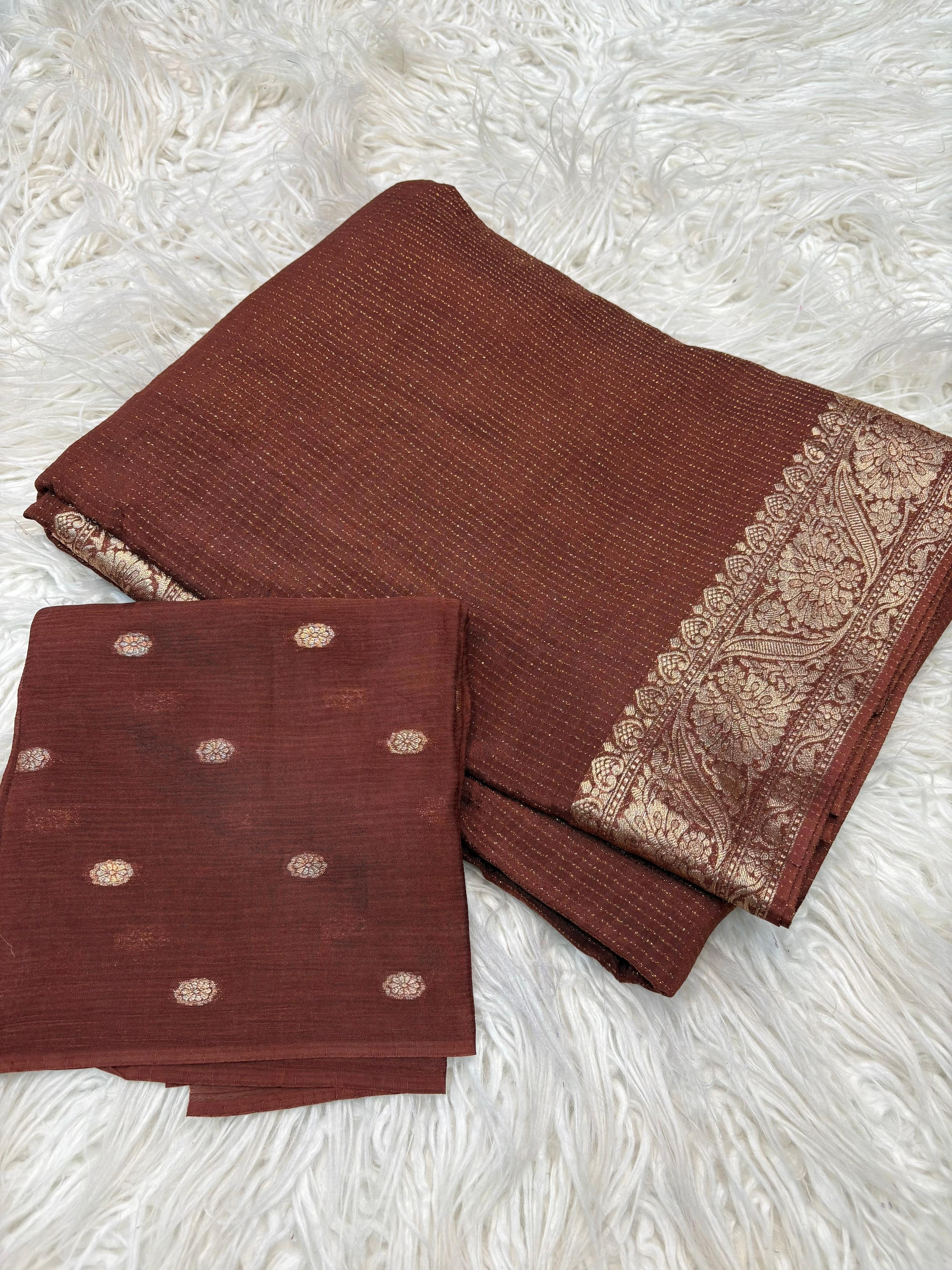 Coffee Brown Zari Border Saree