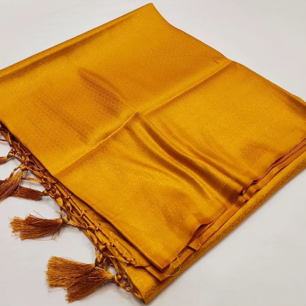 Radiant Golden Yellow Silk Saree with Lustrous Finish