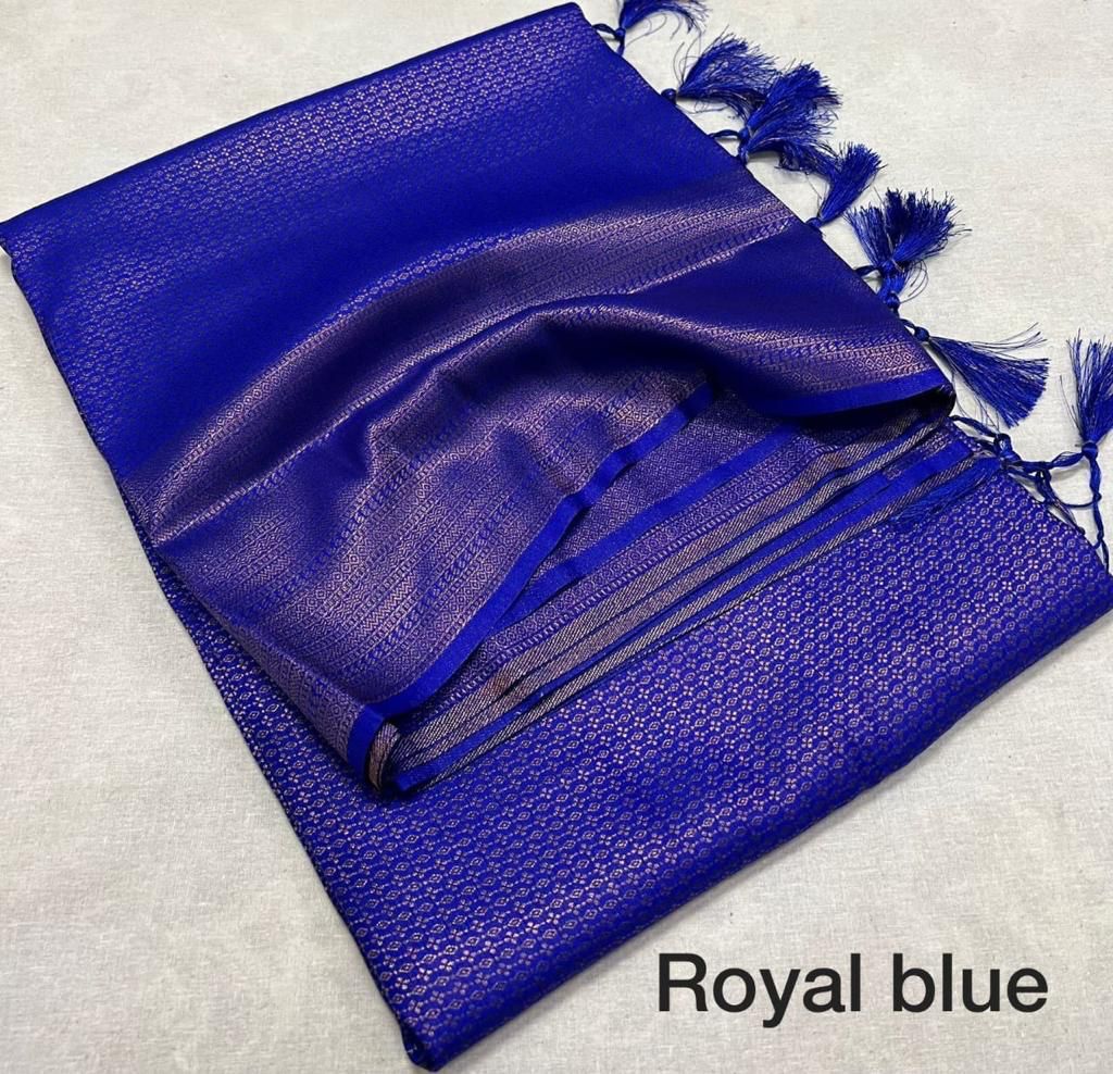 Exquisite Royal Blue Silk Saree with Intricate Zari Work